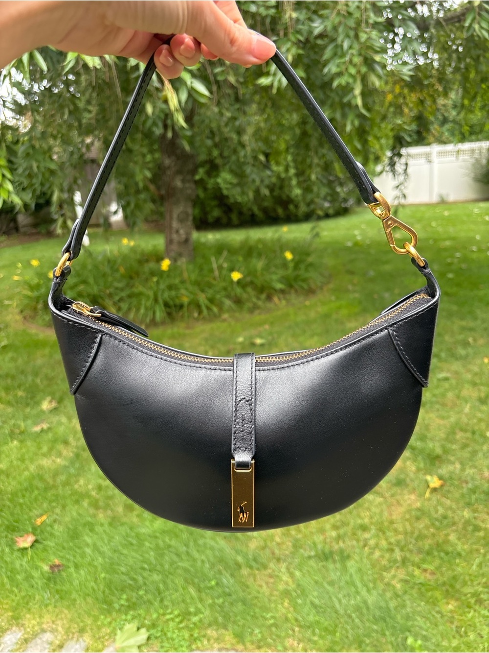 Polo Ralph Lauren ID Mini Shoulder Bag in black leather